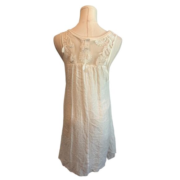 Flew de Lis Tunic Top Womens M White Sheer Embroidered Lace Fairy Angelcore 3D - Picture 3 of 9